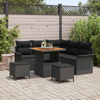Set Divano da Giardino con cuscino con archiviazione 8 pcs Nero