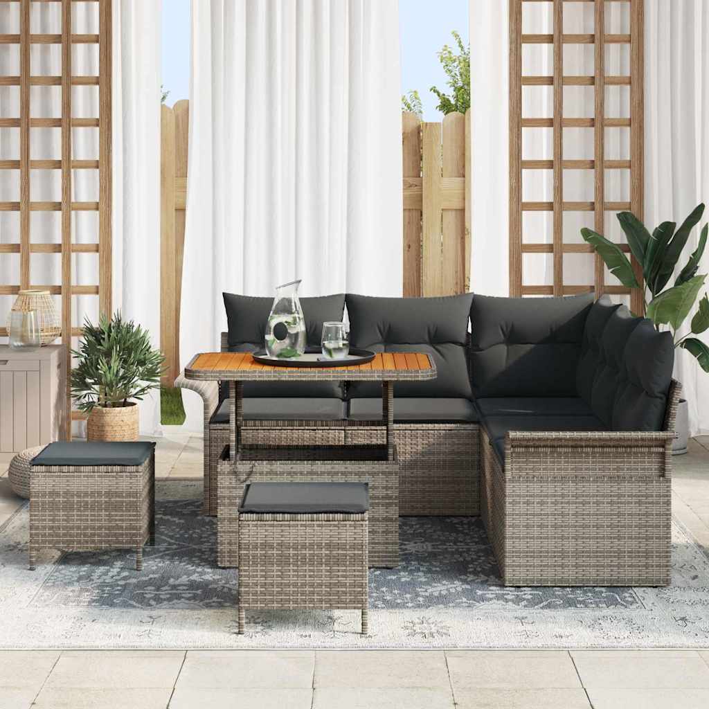 Set Divano da Giardino con cuscino con cuscino 8 pcs Grigio