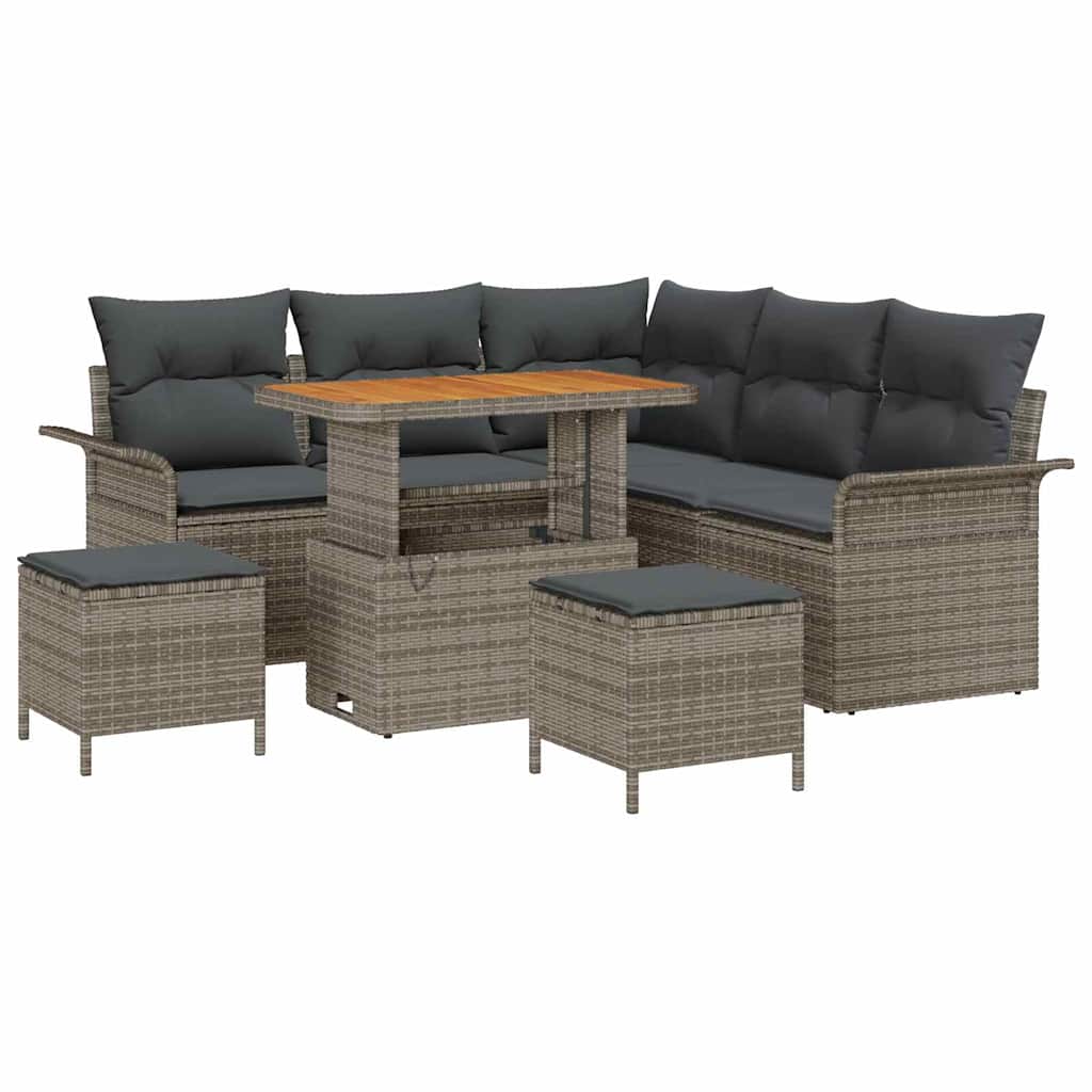 Set Divano da Giardino con cuscino con cuscino 8 pcs Grigio