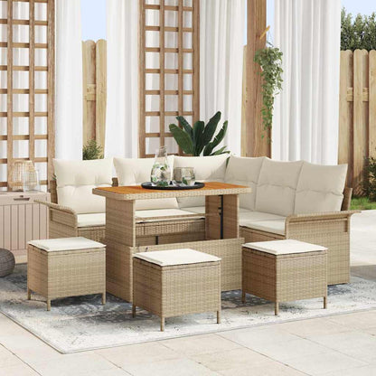 Set Divano da Giardino con cuscino 9 pcs Beige e Crema