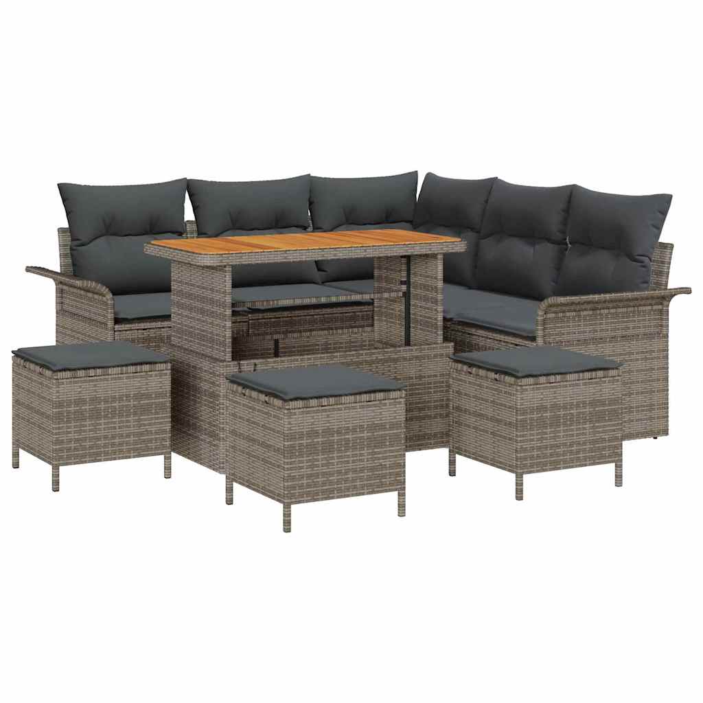 Set Divano da Giardino con cuscino con cuscino 9 pcs Grigio