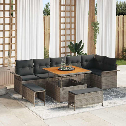 Set Divano da Giardino con cuscino con cuscino 9 pcs Grigio