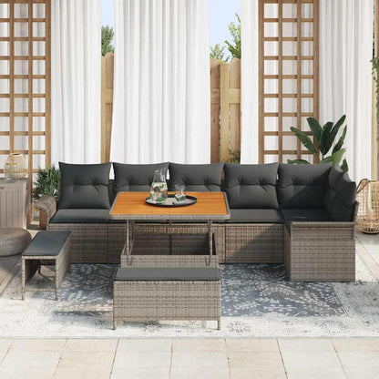 Set Divano da Giardino con cuscino con cuscino 9 pcs Grigio