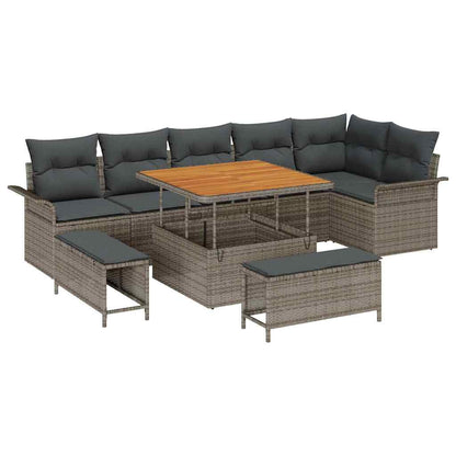 Set Divano da Giardino con cuscino con cuscino 9 pcs Grigio