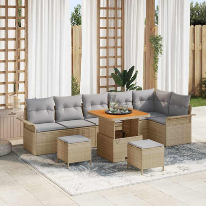 Set Divano da Giardino con cuscino 9 pcs Beige e Grigio Chiaro