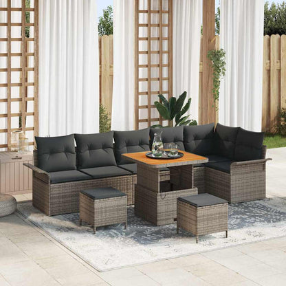 Set Divano da Giardino con cuscino con cuscino 9 pcs Grigio