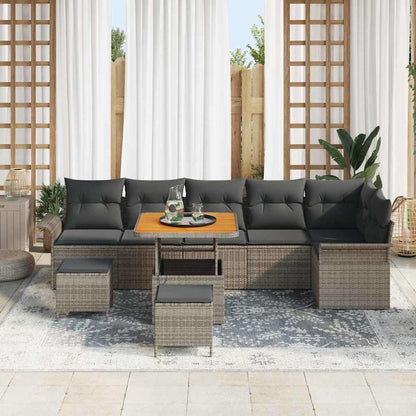 Set Divano da Giardino con cuscino con cuscino 9 pcs Grigio
