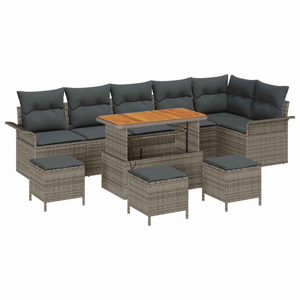 Set Divano da Giardino con cuscino con cuscino 10 pcs Grigio