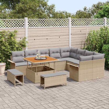 Set Divano da Giardino con cuscino 12 pcs Beige e Grigio Chiaro