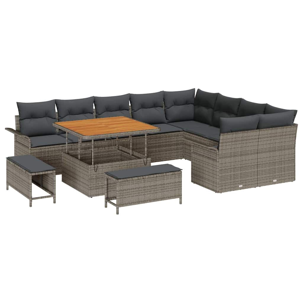 Set Divano da Giardino con cuscino con cuscino 12 pcs Grigio