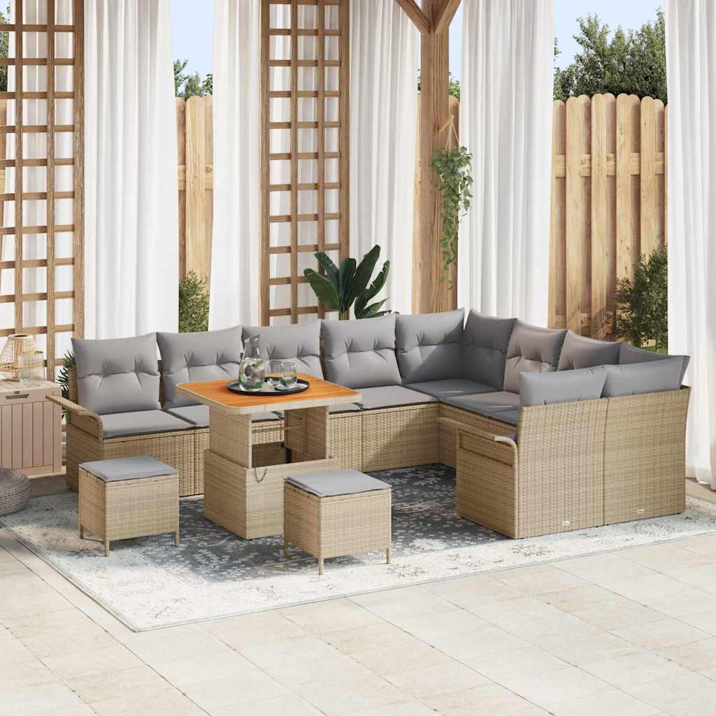 Set Divano da Giardino con cuscino 12 pcs Beige e Grigio Chiaro