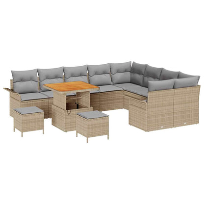 Set Divano da Giardino con cuscino 12 pcs Beige e Grigio Chiaro