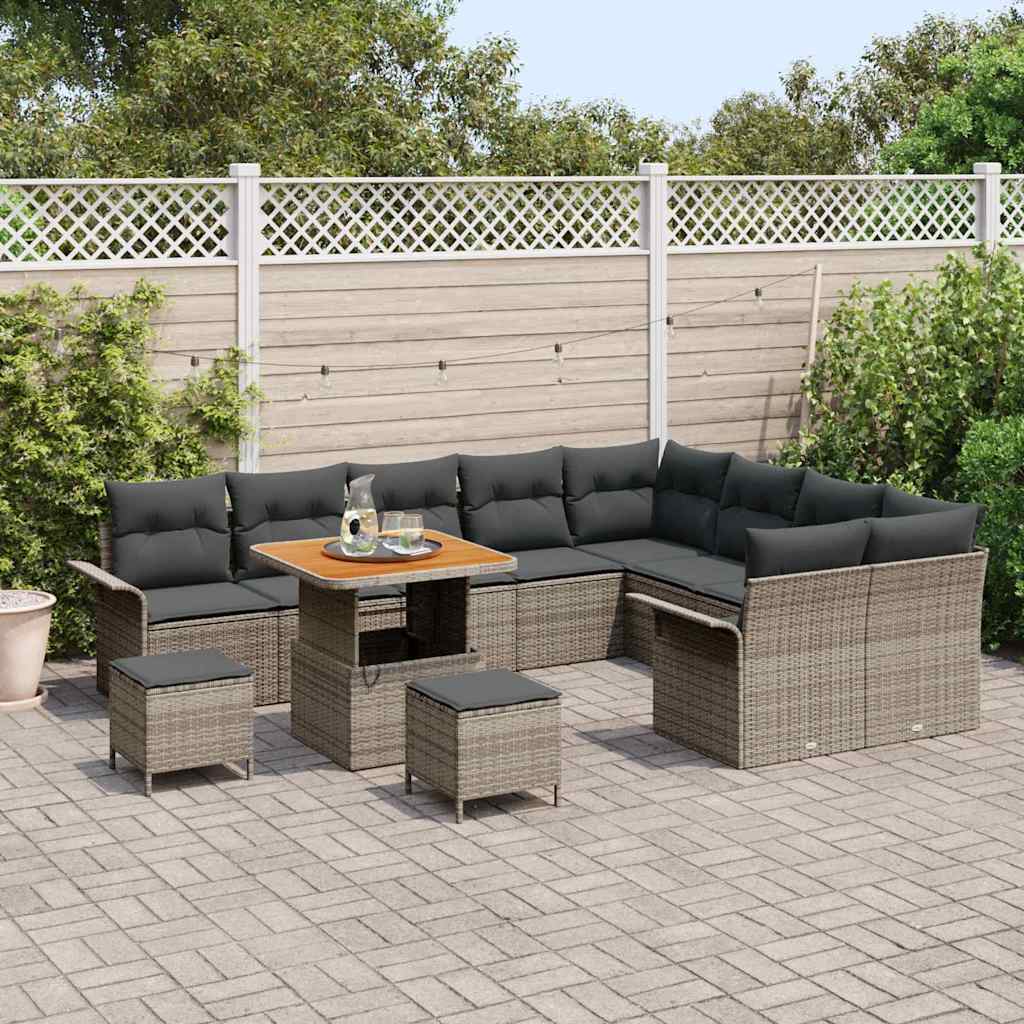Set Divano da Giardino con cuscino con cuscino 12 pcs Grigio