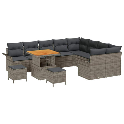 Set Divano da Giardino con cuscino con cuscino 12 pcs Grigio