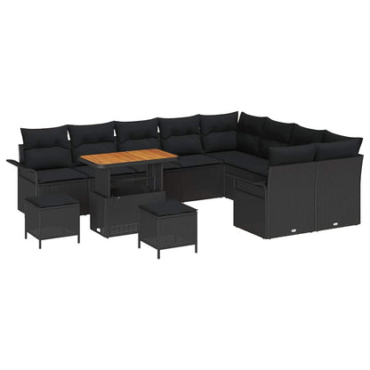 Set Divano da Giardino con cuscino con cuscino 12 pcs Nero