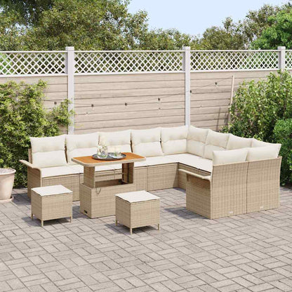 Set Divano da Giardino con cuscino 12 pcs Beige e Crema