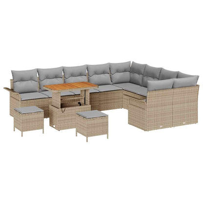 Set Divano da Giardino con cuscino 12 pcs Beige e Grigio Chiaro