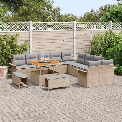 Set Divano da Giardino con cuscino 13 pcs Beige e Grigio Chiaro