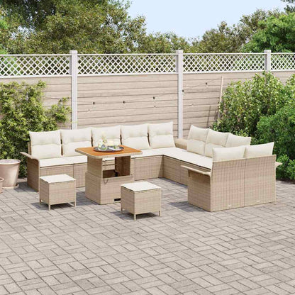 Set Divano da Giardino con cuscino 13 pcs Beige e Crema