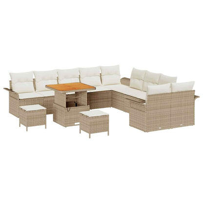 Set Divano da Giardino con cuscino 13 pcs Beige e Crema