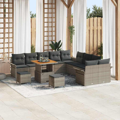 Set Divano da Giardino con cuscino con cuscino 13 pcs Grigio