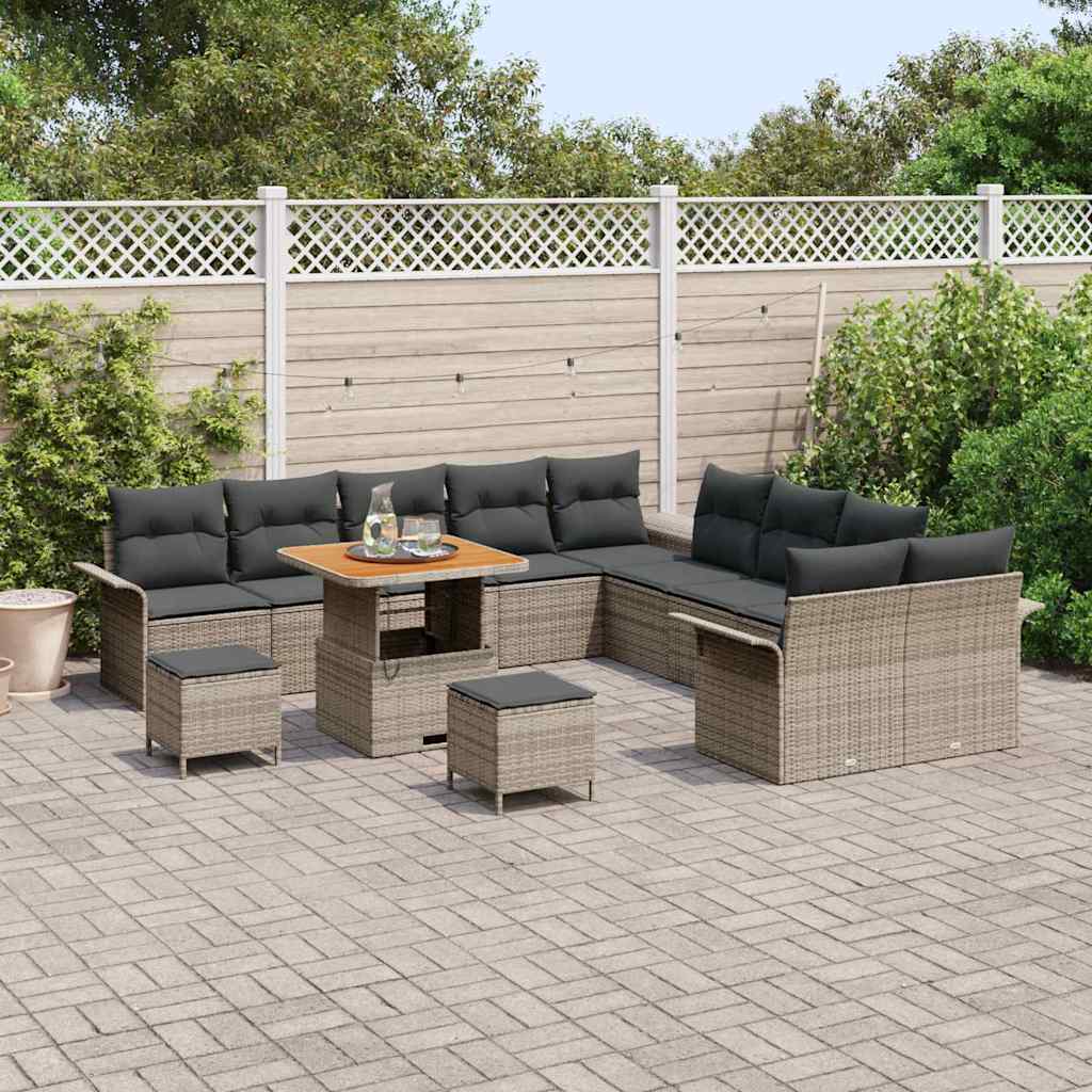 Set Divano da Giardino con cuscino con cuscino 13 pcs Grigio