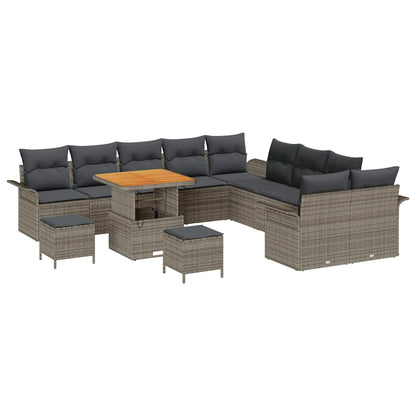 Set Divano da Giardino con cuscino con cuscino 13 pcs Grigio