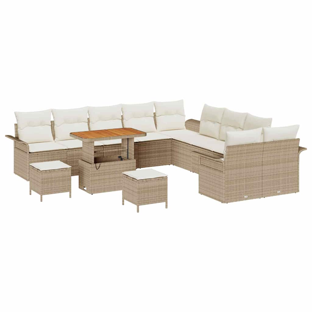 Set Divano da Giardino con cuscino 13 pcs Beige e Crema