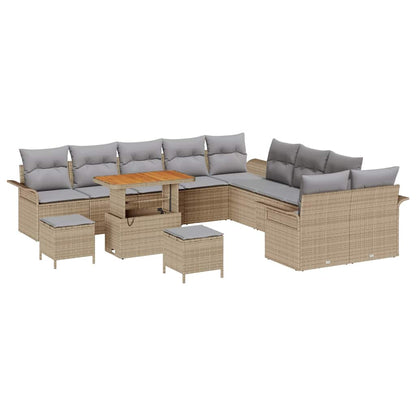 Set Divano da Giardino con cuscino 13 pcs Beige e Grigio Chiaro