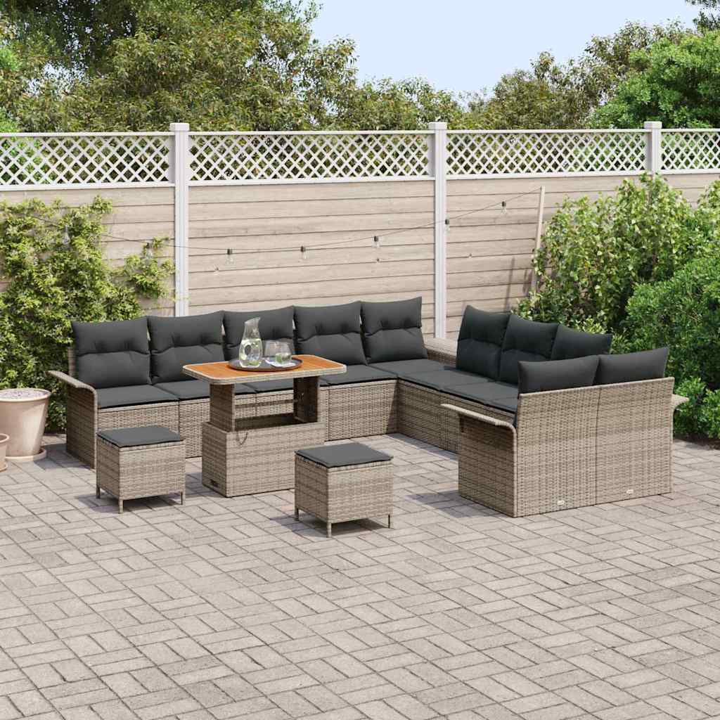 Set Divano da Giardino con cuscino con cuscino 13 pcs Grigio