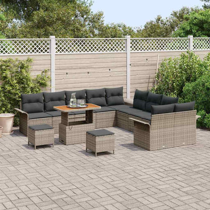 Set Divano da Giardino con cuscino con cuscino 13 pcs Grigio