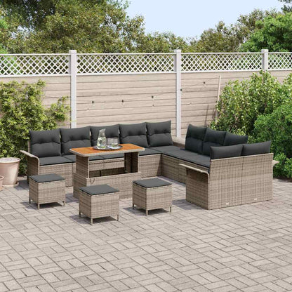 Set Divano da Giardino con cuscino con cuscino 14 pcs Grigio