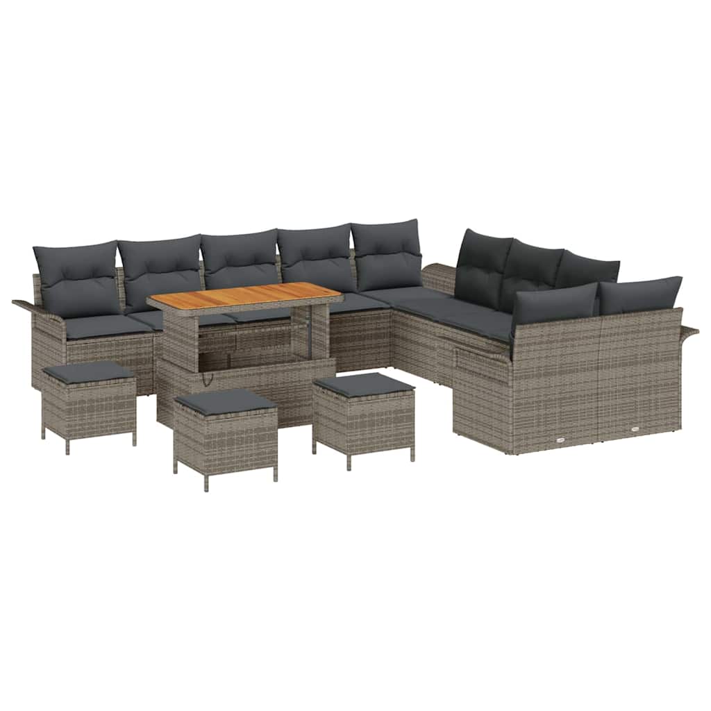 Set Divano da Giardino con cuscino con cuscino 14 pcs Grigio