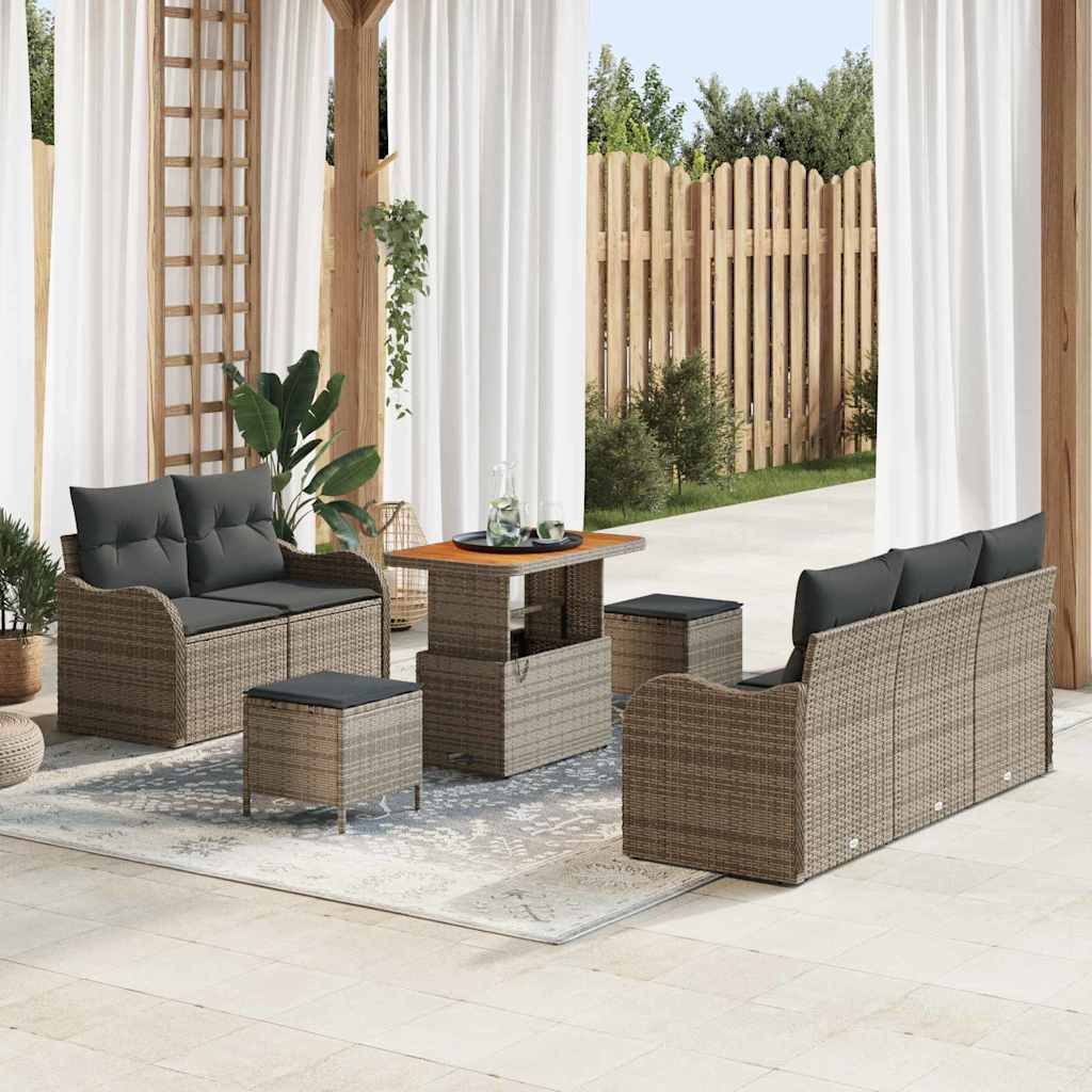 Set Divano da Giardino con cuscino con cuscino 8 pcs Grigio