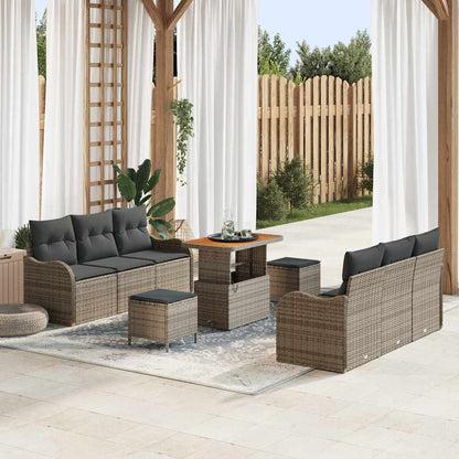 Set Divano da Giardino con cuscino con cuscino 9 pcs Grigio