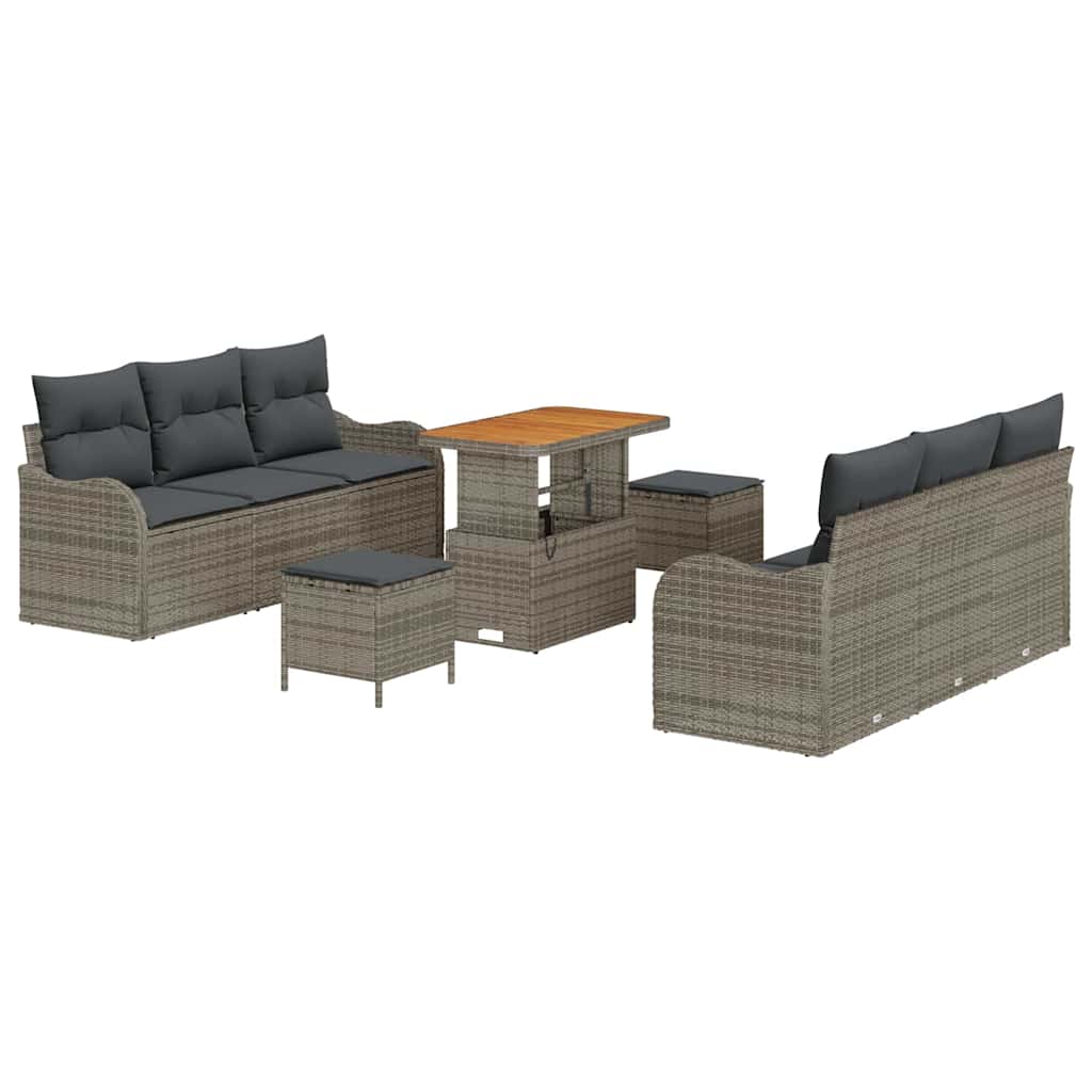 Set Divano da Giardino con cuscino con cuscino 9 pcs Grigio