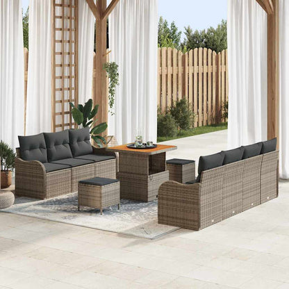 Set Divano da Giardino con cuscino con cuscino 10 pcs Grigio