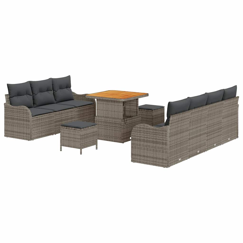 Set Divano da Giardino con cuscino con cuscino 10 pcs Grigio