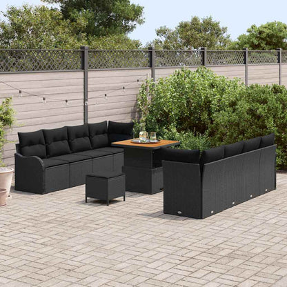 Set Divano da Giardino con cuscino con cuscino 11 pcs Nero
