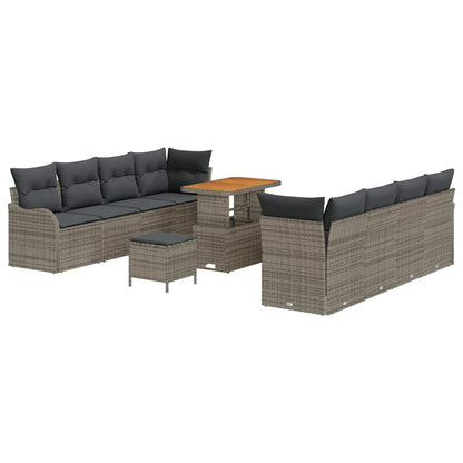 Set Divano da Giardino con cuscino con cuscino 11 pcs Grigio