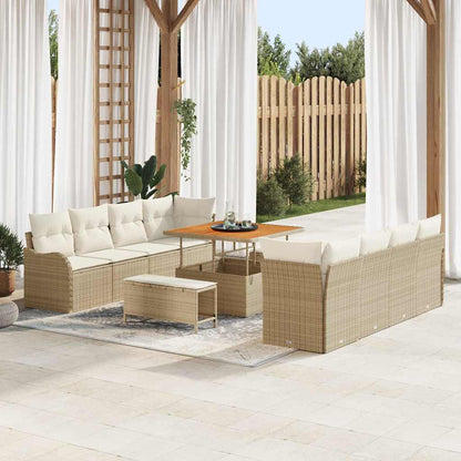 Set Divano da Giardino con cuscino 11 pcs Beige e Crema