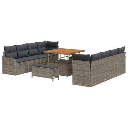 Set Divano da Giardino con cuscino con cuscino 11 pcs Grigio