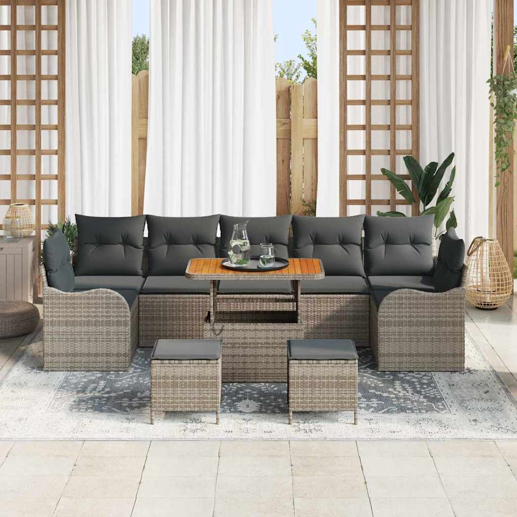 Set Divano da Giardino con cuscino con cuscino 10 pcs Grigio