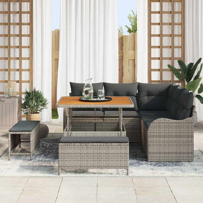 Set Divano da Giardino con cuscino con cuscino 8 pcs Grigio