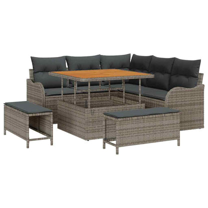 Set Divano da Giardino con cuscino con cuscino 8 pcs Grigio