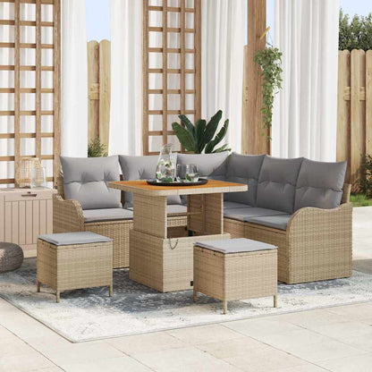 Set Divano da Giardino con cuscino 8 pcs Beige e Grigio Chiaro