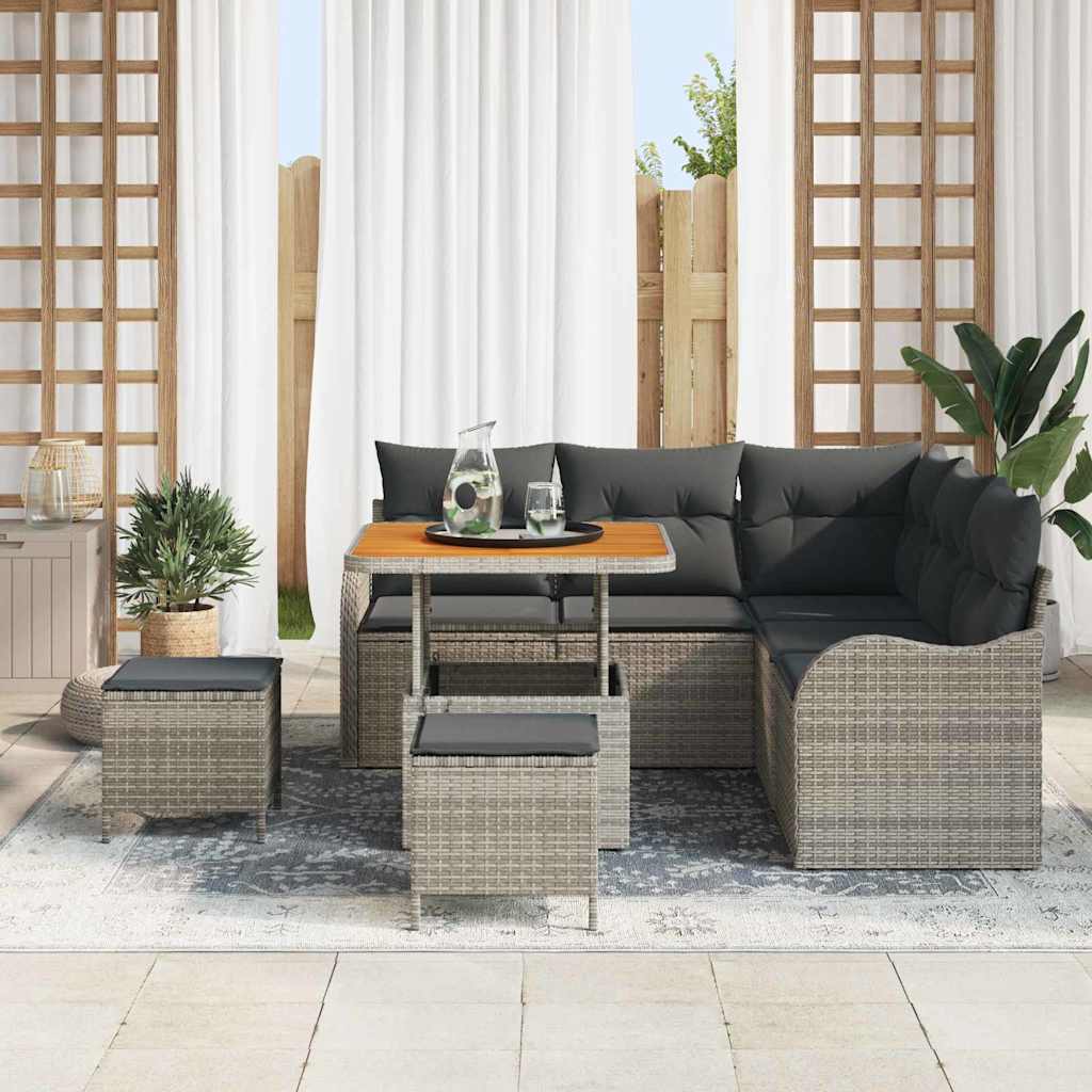 Set Divano da Giardino con cuscino con cuscino 8 pcs Grigio