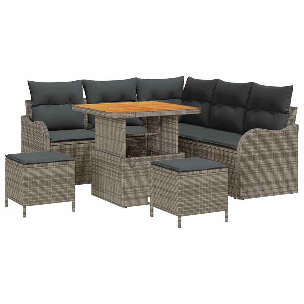 Set Divano da Giardino con cuscino con cuscino 8 pcs Grigio