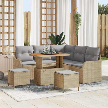 Set Divano da Giardino con cuscino 8 pcs Beige e Grigio Chiaro