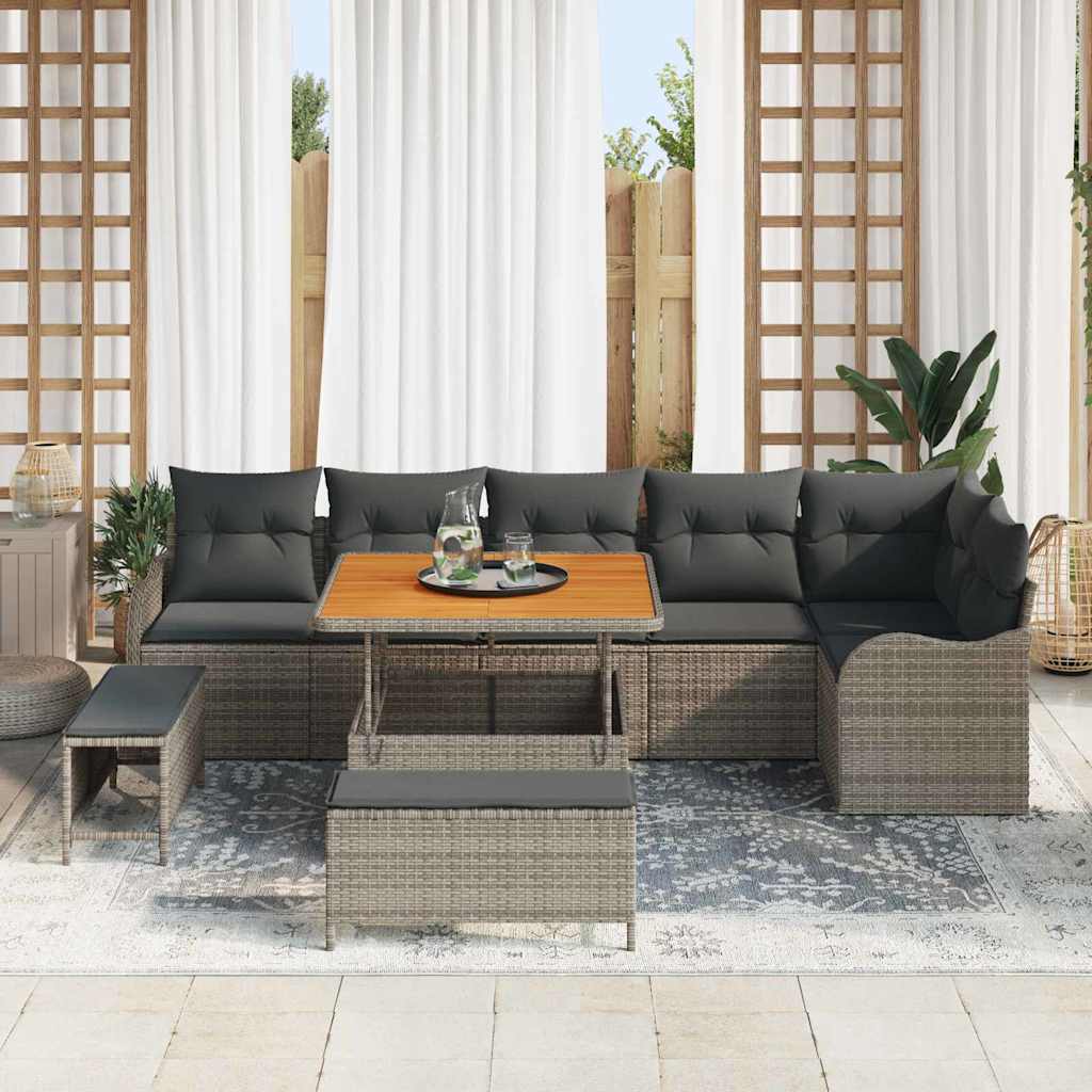 Set Divano da Giardino con cuscino con cuscino 9 pcs Grigio
